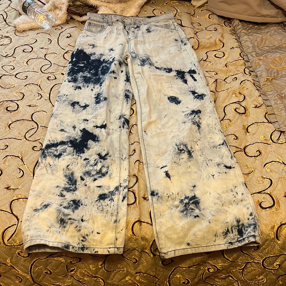 acid washed adika high wasted flared jeans